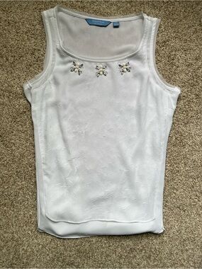 Simply Vera Vera Wang White Embellished Mesh-Accent Tank